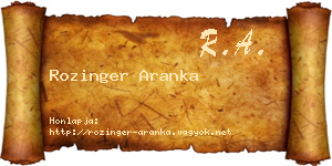 Rozinger Aranka névjegykártya